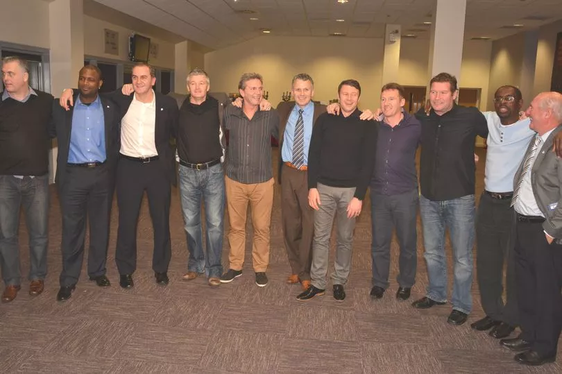 Cardiff-City-FC-92-93-reunion-left-to-right-Nicky-Richardson-Nathan-Blake-Paul-Millar-Jason-Perry-Roger-Gibbins-Paul