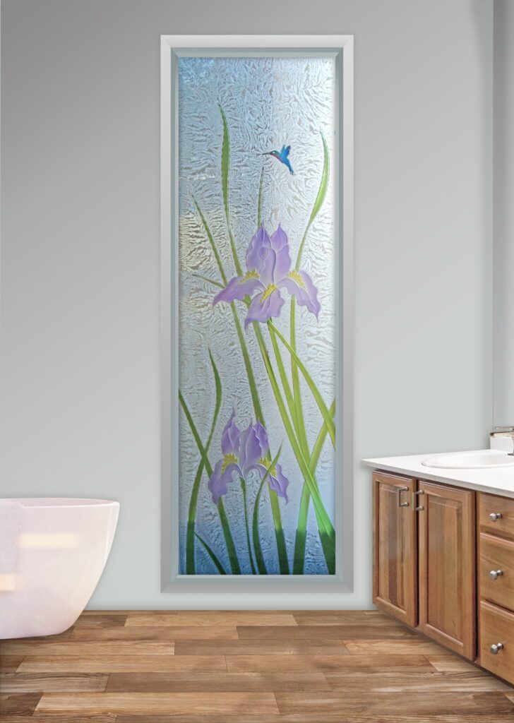 Acid etched glass windows