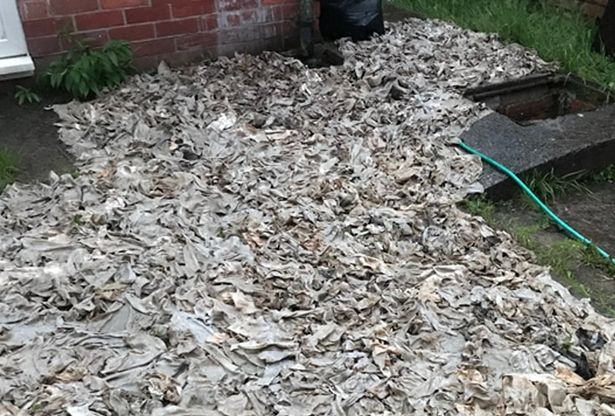Wet wipes removed from drain